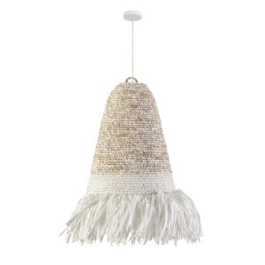 Lámpara de Techo 53x53x95/295 Sisal/Rafia -- Natural/Blanco