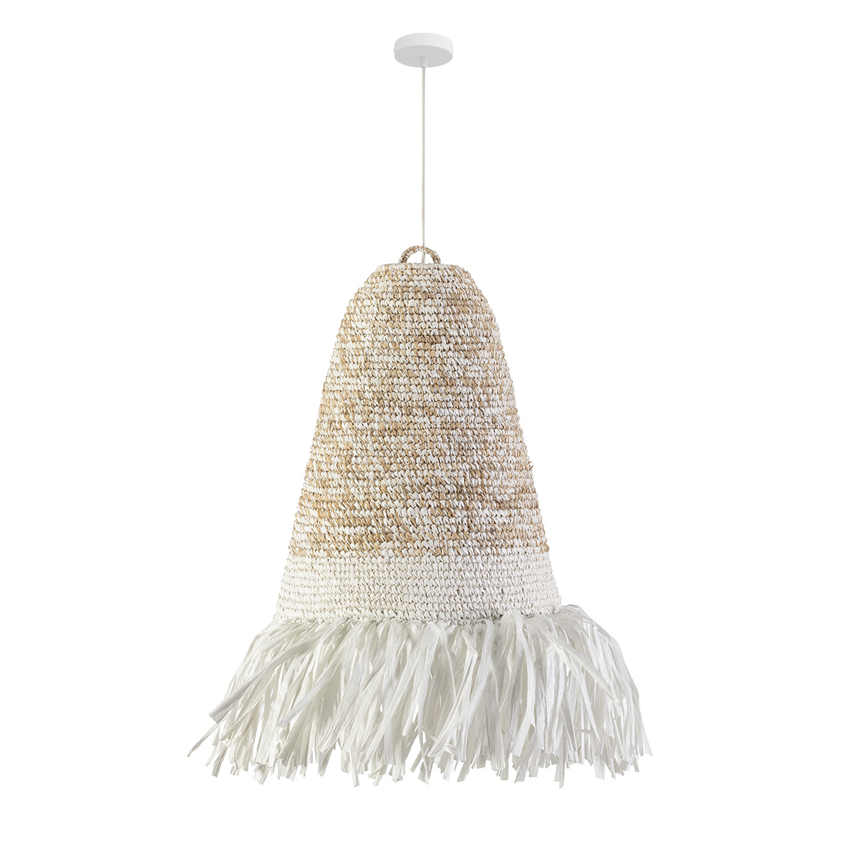 Lámpara de Techo 53x53x95/295 Sisal/Rafia -- Natural/Blanco