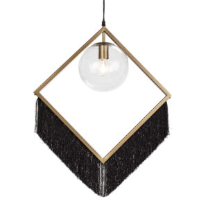 Lámpara de Techo 57x20x80 Cristal/Metal Dorado/Tela Negro