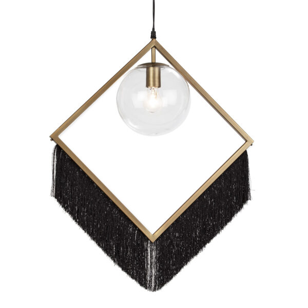 Lámpara de Techo 57x20x80 Cristal/Metal Dorado/Tela Negro