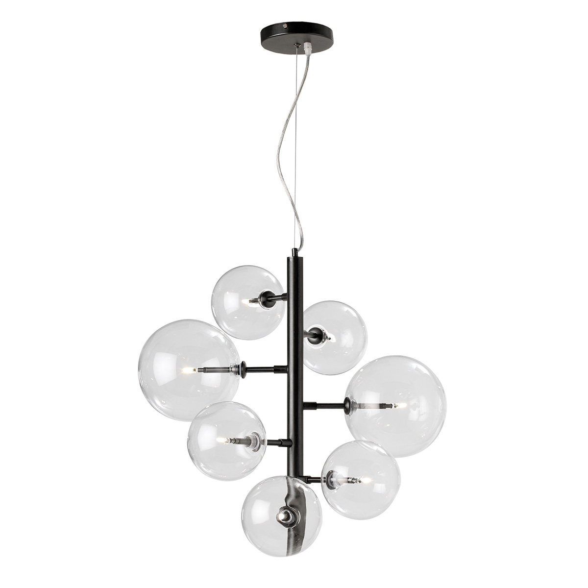 Lámpara de Techo 57x57x125 Cristal/Metal Negro