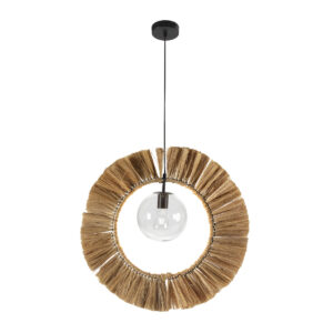 Lámpara de Techo 68x21x68 Hierba Marina/Metal/Cristal -- Natural/Negro Mate