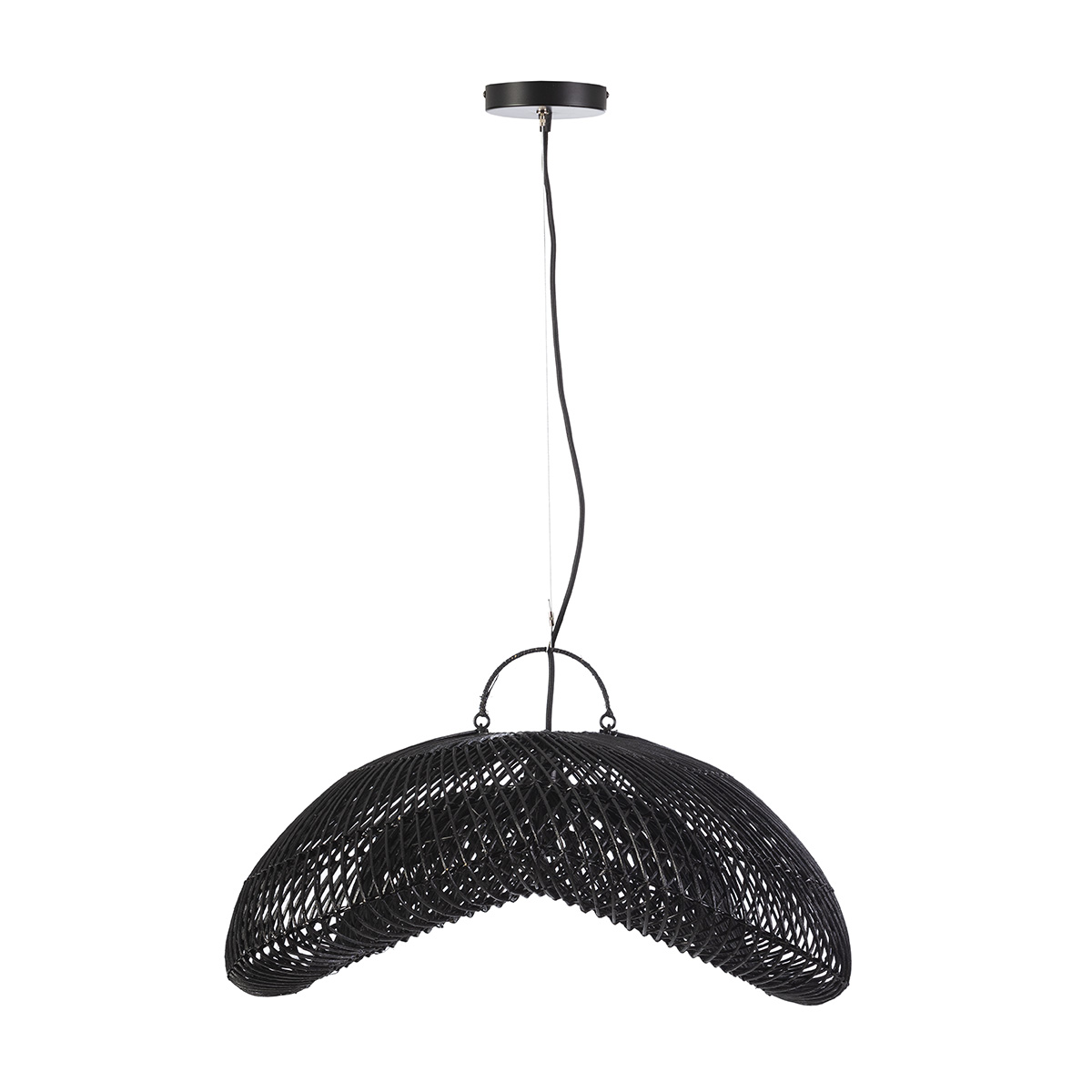 Lámpara de Techo 70x60x35 Ratán -- Negro