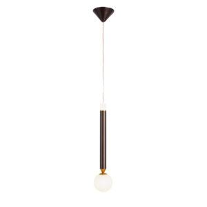 Lámpara de Techo 8x8x38 Aluminio Marrón/Dorado/Cristal Blanco