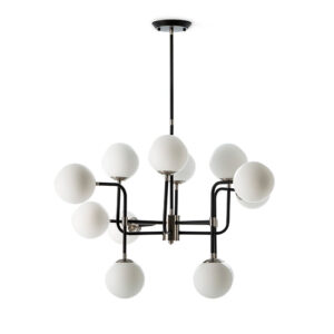 Lampara de Techo con Pantalla 70x90x100 Metal Negro-Nickel/Cristal Blanco