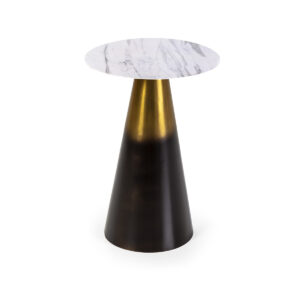 Mesa Auxiliar 34x34x49 Mármol Artificial/Hierro Blanco/Dorado/Negro