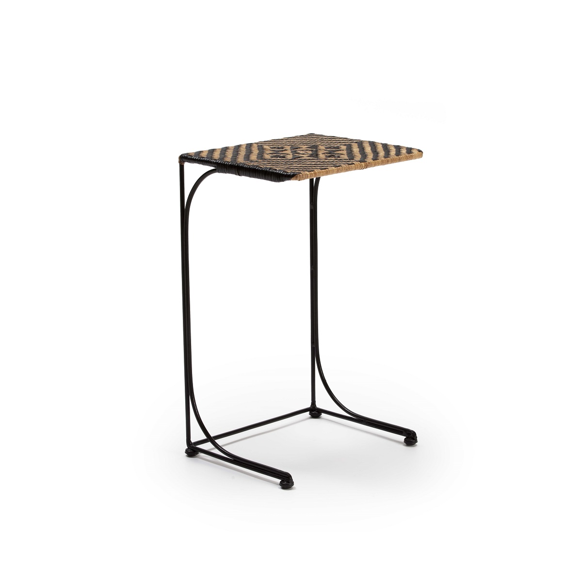 Mesa Auxiliar 35x40x65 Mimbre/Metal Natural/Negro