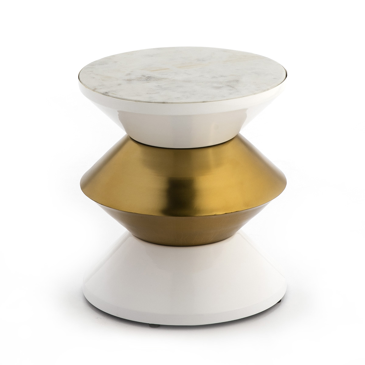 Mesa Auxiliar 36x36x39 Mármol Blanco/Metal Blanco/Dorado