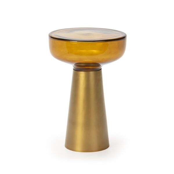 Mesa Auxiliar 37x37x56 Metal/Cristal Dorado/Ámbar