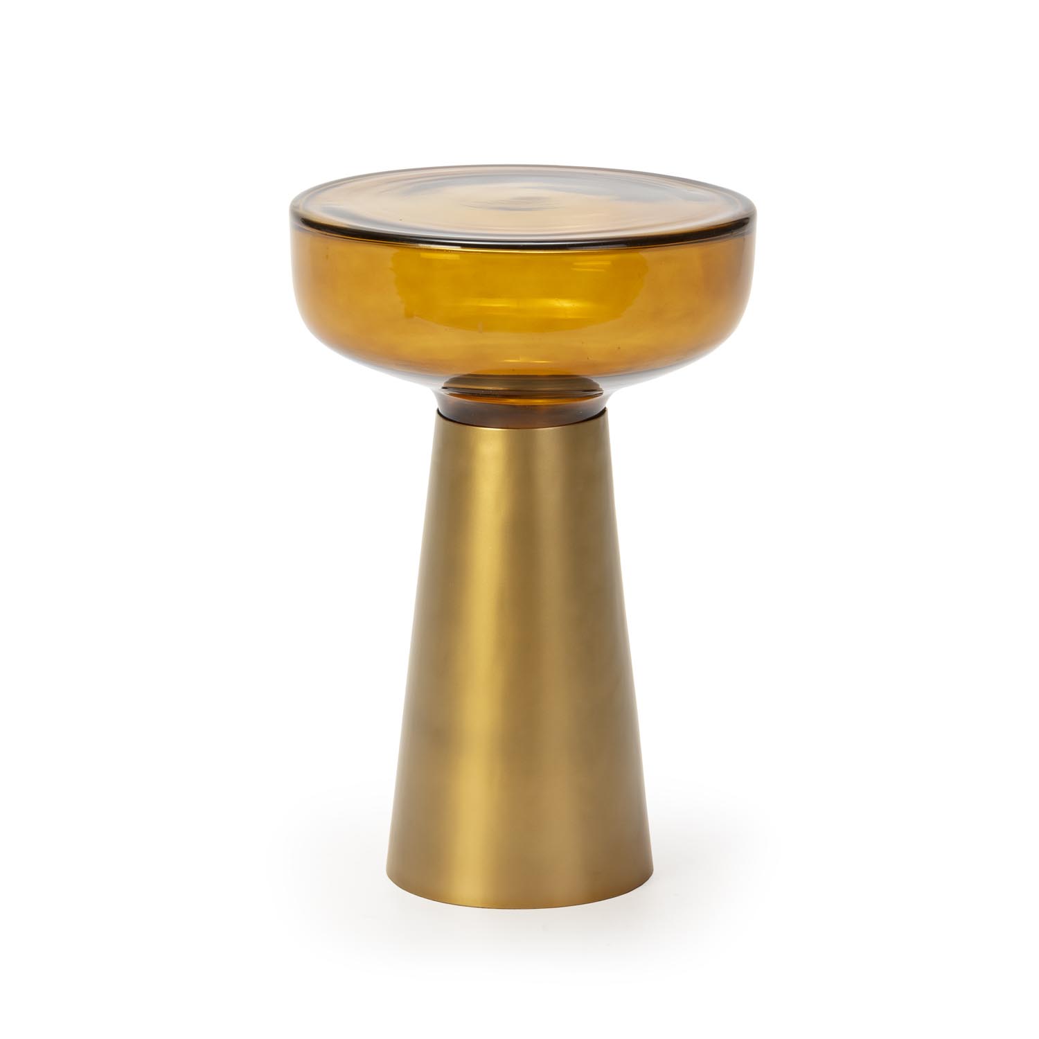 Mesa Auxiliar 37x37x56 Metal/Cristal Dorado/Ámbar