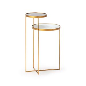 Mesa Auxiliar 38x30x60 Metal/Cristal Dorado/Negro/Blanco