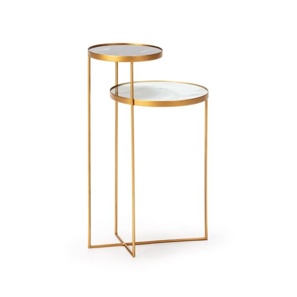 Mesa Auxiliar 38x30x60 Metal/Cristal Dorado/Negro/Blanco