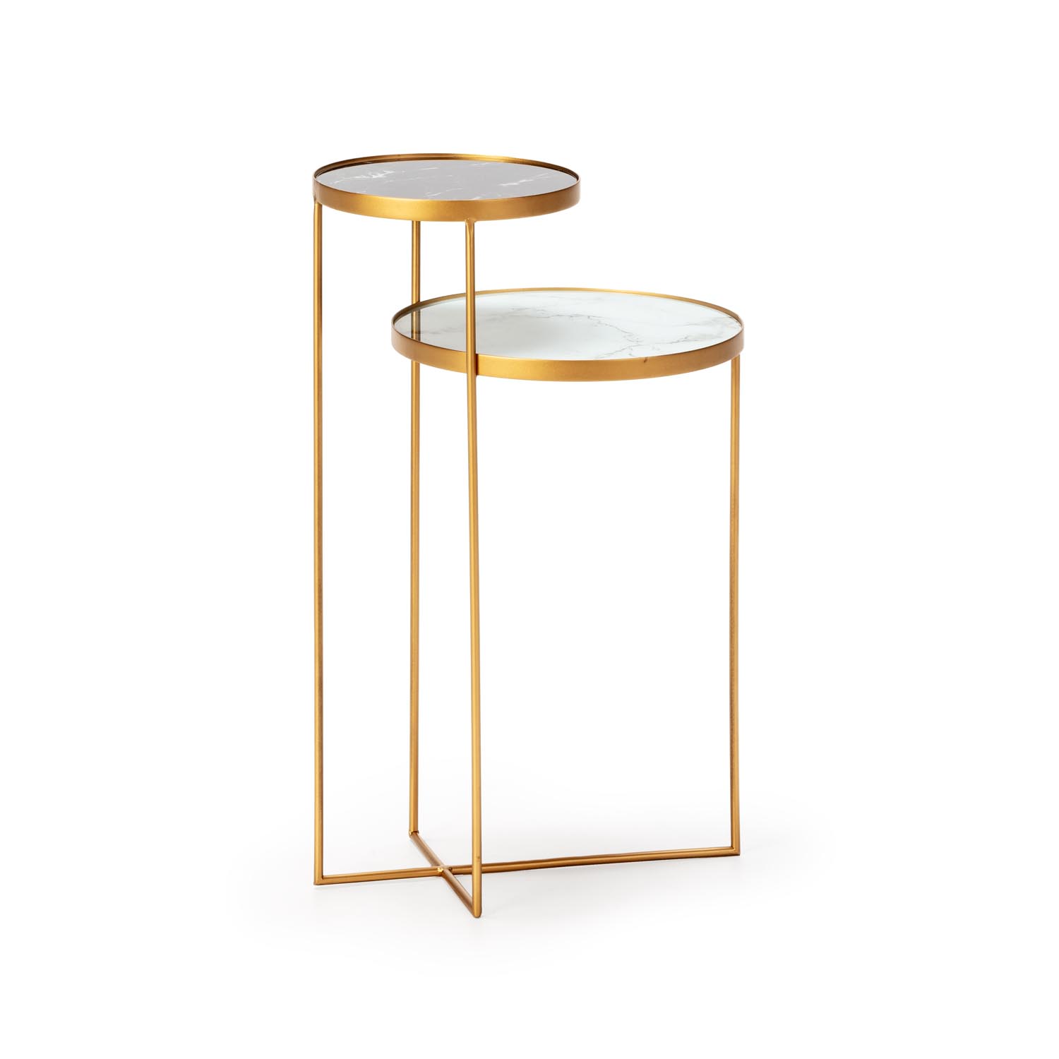 Mesa Auxiliar 38x30x60 Metal/Cristal Dorado/Negro/Blanco