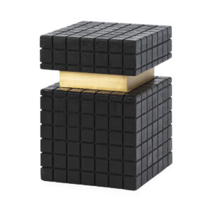 Mesa Auxiliar 38x38x55 Madera de Mango/Metal Negro/Dorado