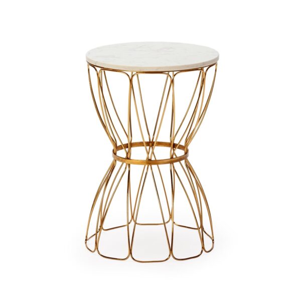 Mesa Auxiliar 38x38x56 Metal/Mármol Dorado/Blanco