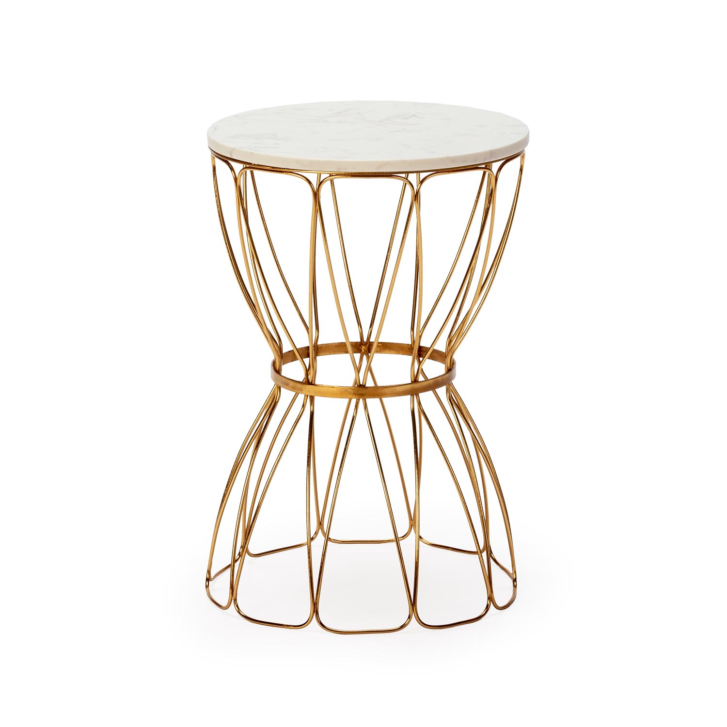 Mesa Auxiliar 38x38x56 Metal/Mármol Dorado/Blanco