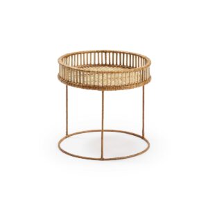 Mesa Auxiliar 39x39x37 Mimbre/Metal Natural