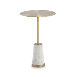 Mesa Auxiliar 40x16x61 Mármol/Metal -- Blanco/Dorado