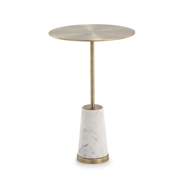 Mesa Auxiliar 40x16x61 Mármol/Metal -- Blanco/Dorado