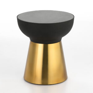 Mesa Auxiliar 40x40x43 Granito Negro/Metal Dorado/Negro