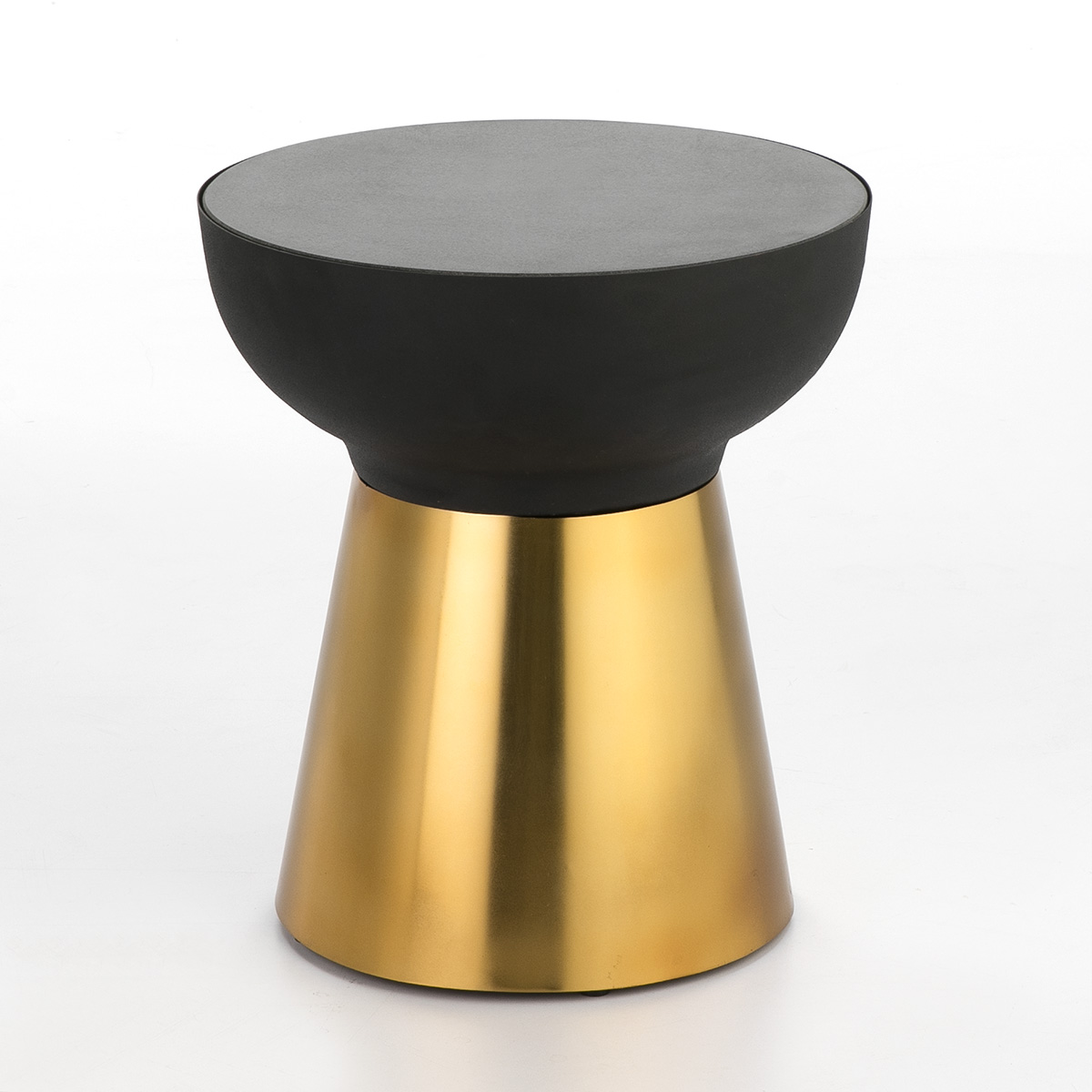 Mesa Auxiliar 40x40x43 Granito Negro/Metal Dorado/Negro