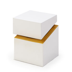 Mesa Auxiliar 40x42x43 Metal Blanco/Dorado