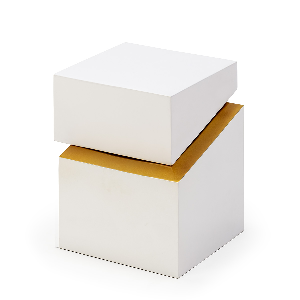 Mesa Auxiliar 40x42x43 Metal Blanco/Dorado