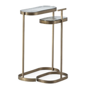 Mesa Auxiliar 41x19x58 / 28x19x60 Vidrio Rústico/Metal -- Transparente/Dorado Antique