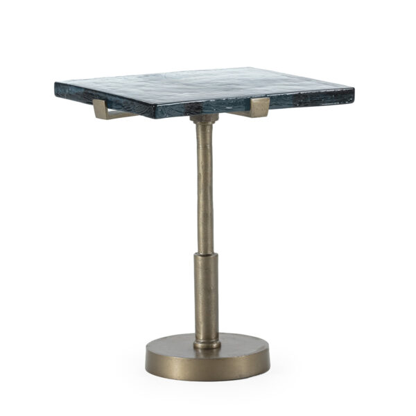 Mesa Auxiliar 41x31x47 Vidrio Rústico/Metal -- Transparente/Dorado Antique