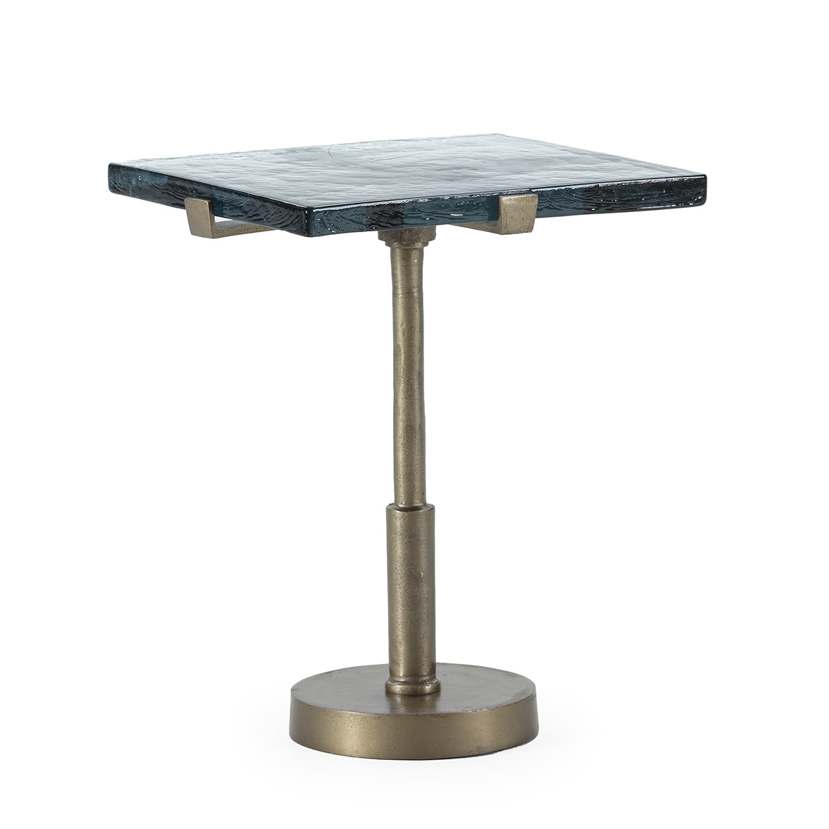Mesa Auxiliar 41x31x47 Vidrio Rústico/Metal -- Transparente/Dorado Antique