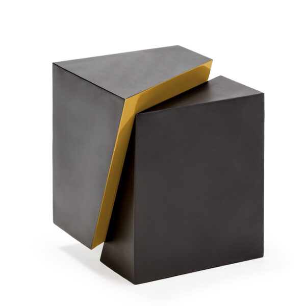 Mesa Auxiliar 41x35x48 Metal Negro/Dorado