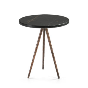 Mesa Auxiliar 41x41x46 Mármol Negro/Metal Dorado Antique