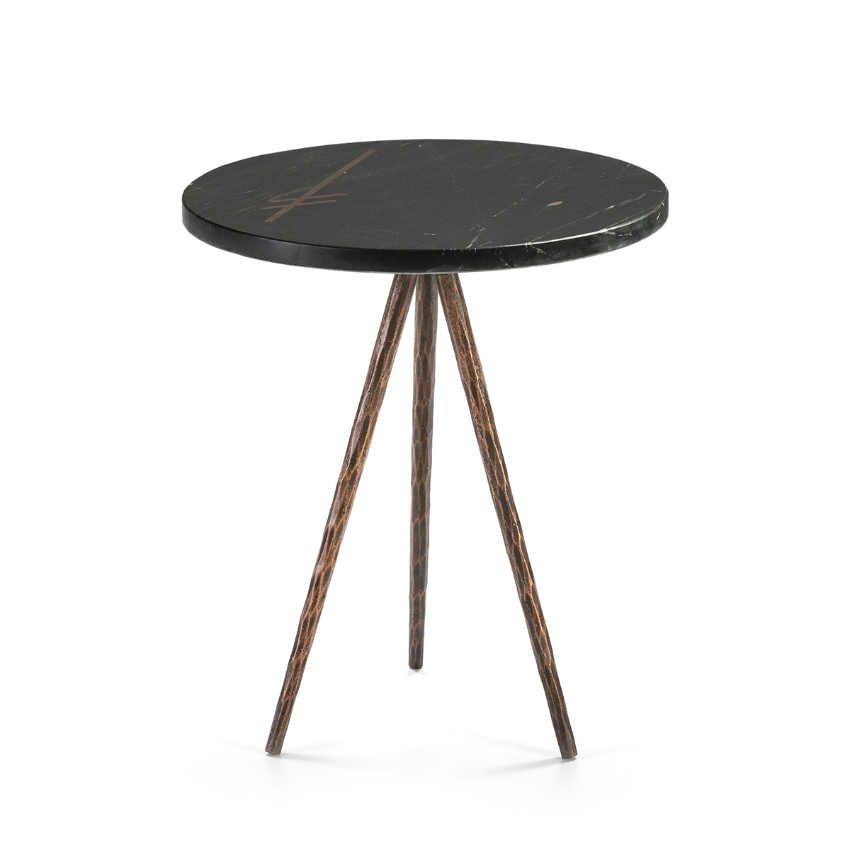 Mesa Auxiliar 41x41x46 Mármol Negro/Metal Dorado Antique
