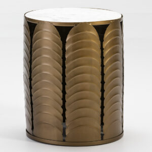 Mesa Auxiliar 41x41x51 Mármol Blanco/Metal Dorado