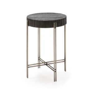 Mesa Auxiliar 41x41x70 Metal/Madera Niquel/Negro