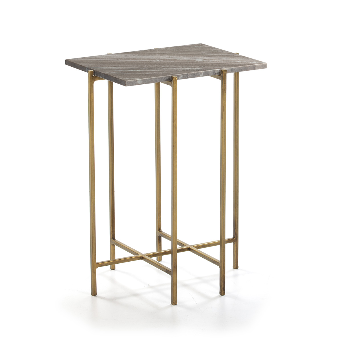 Mesa Auxiliar 43x35x60 Mármol/Metal Dorado