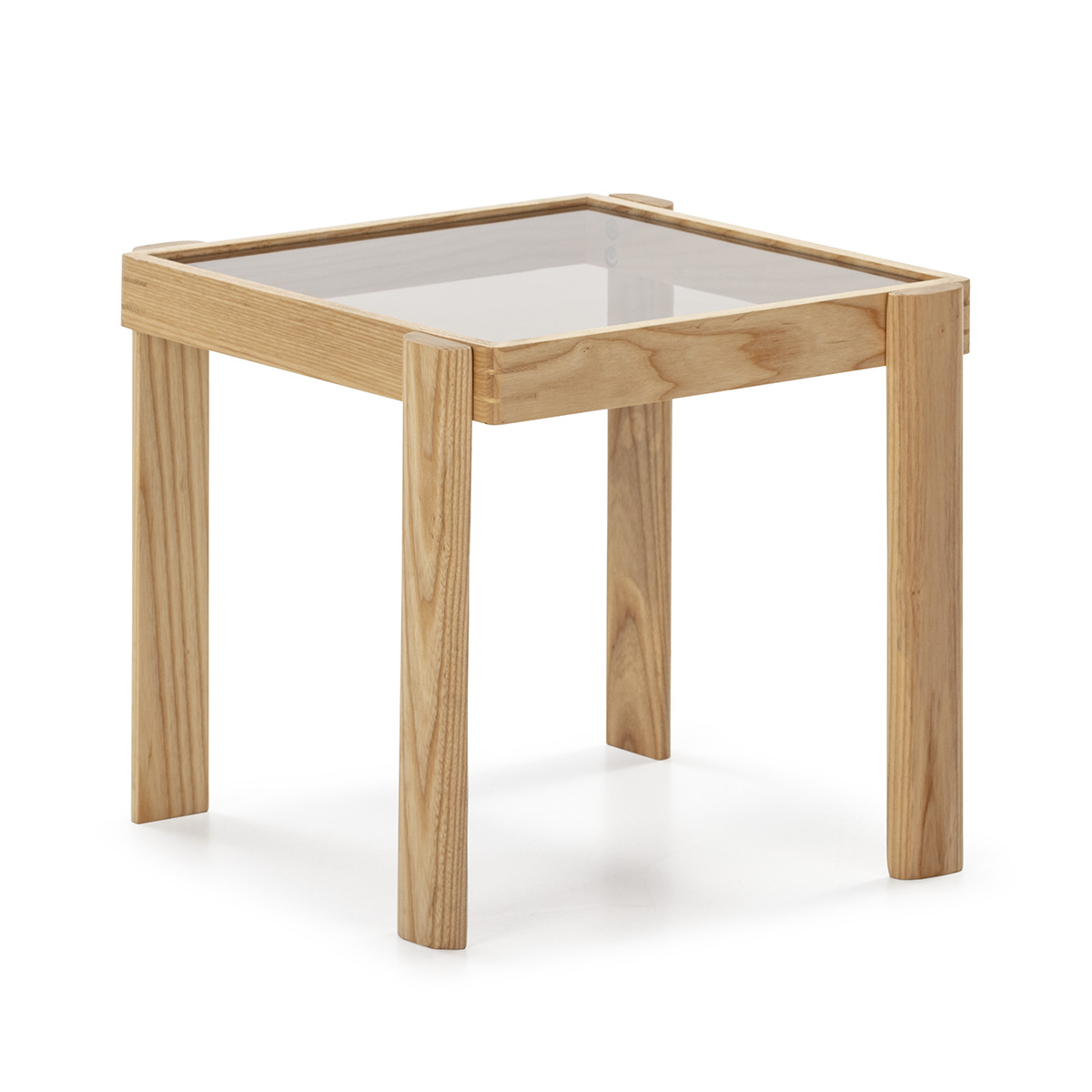 Mesa Auxiliar 43x41x40 Cristal Ahumado/Madera Natural