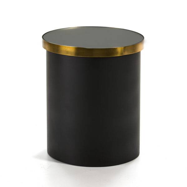 Mesa Auxiliar 43x43x51 Cristal/Metal Dorado/Negro