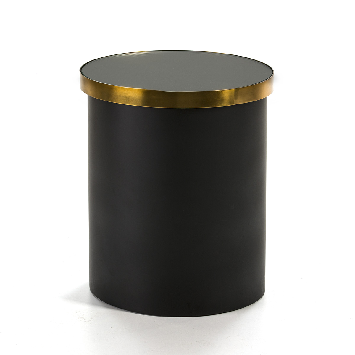 Mesa Auxiliar 43x43x51 Cristal/Metal Dorado/Negro