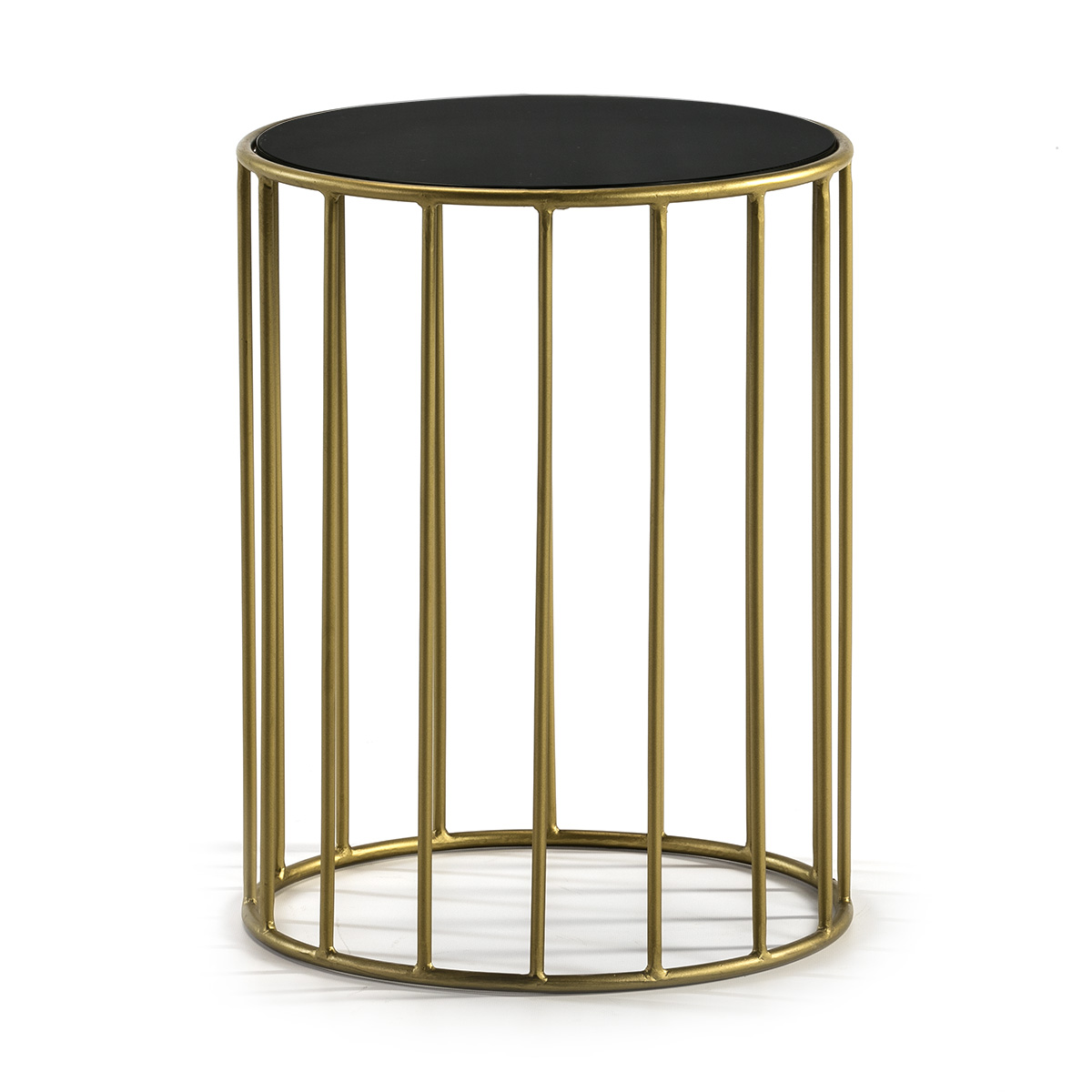 Mesa Auxiliar 43x43x65 Espejo Negro/Metal Dorado