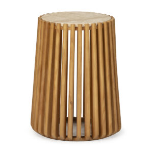 Mesa Auxiliar 44x44x56 Madera/Mármol Travertino -- Natural