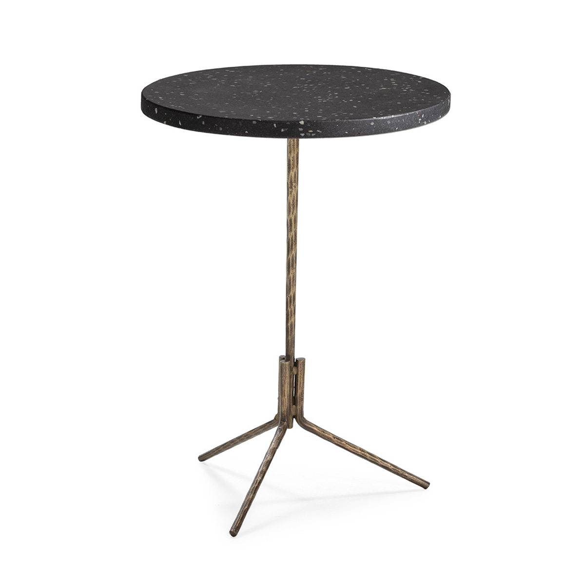 Mesa Auxiliar 44x44x67 Hierro Dorado Antique/Terrazo Epoxi Negro