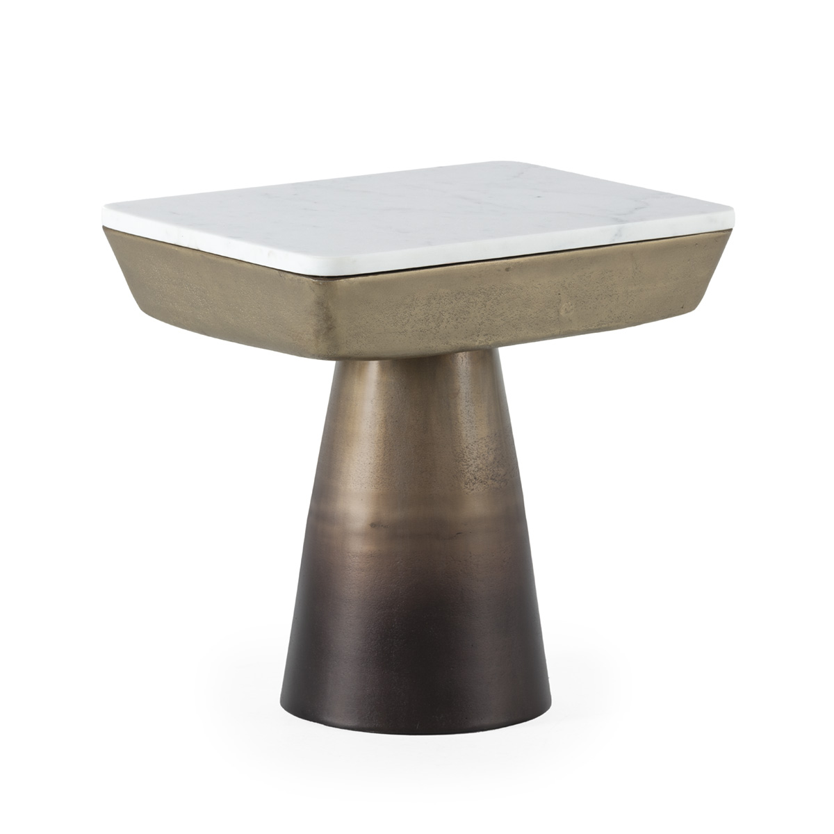 Mesa Auxiliar 45x33x42 Aluminio/Marmol Baswarra -- Dorado Antique/Blanco