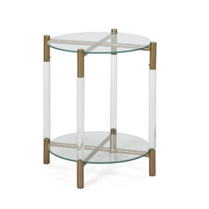 Mesa Auxiliar 45x40x52 Cristal/Acrilico/Metal Dorado