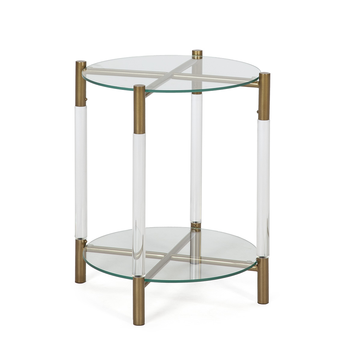 Mesa Auxiliar 45x40x52 Cristal/Acrilico/Metal Dorado