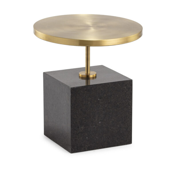 Mesa Auxiliar 45x45x49 Granito Negro/Metal Dorado
