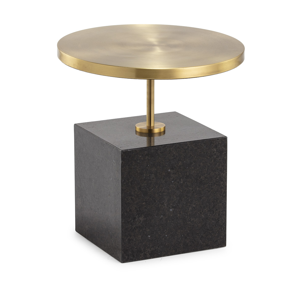 Mesa Auxiliar 45x45x49 Granito Negro/Metal Dorado