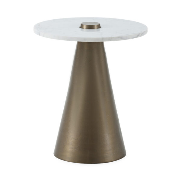 Mesa Auxiliar 45x45x52 Mármol/Aluminio -- Blanco/Dorado Antique