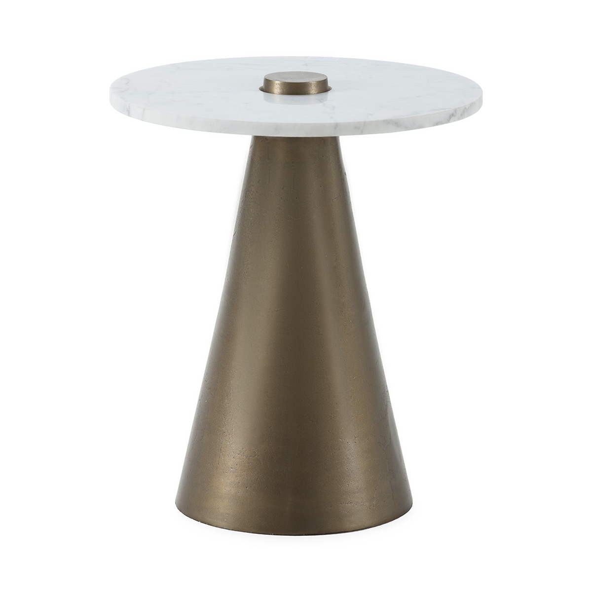 Mesa Auxiliar 45x45x52 Mármol/Aluminio -- Blanco/Dorado Antique