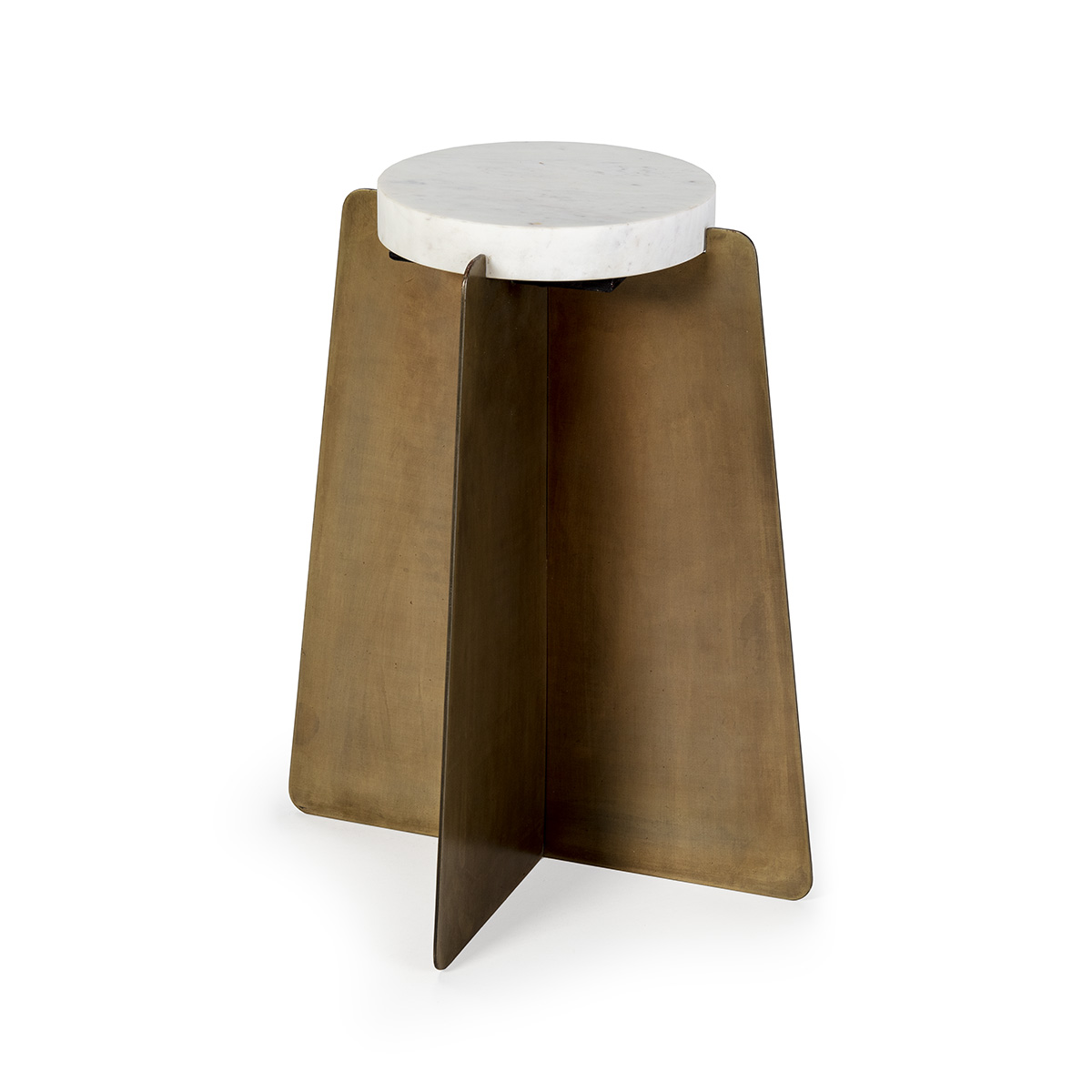 Mesa Auxiliar 45x45x57 Metal/Mármol Dorado Antique/Blanco